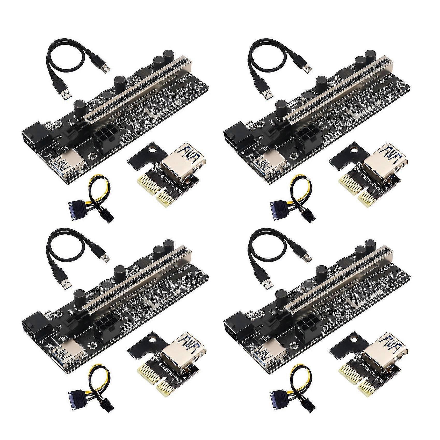 4 set pcie riser 1x to 16x graphic extension with temperature sensor