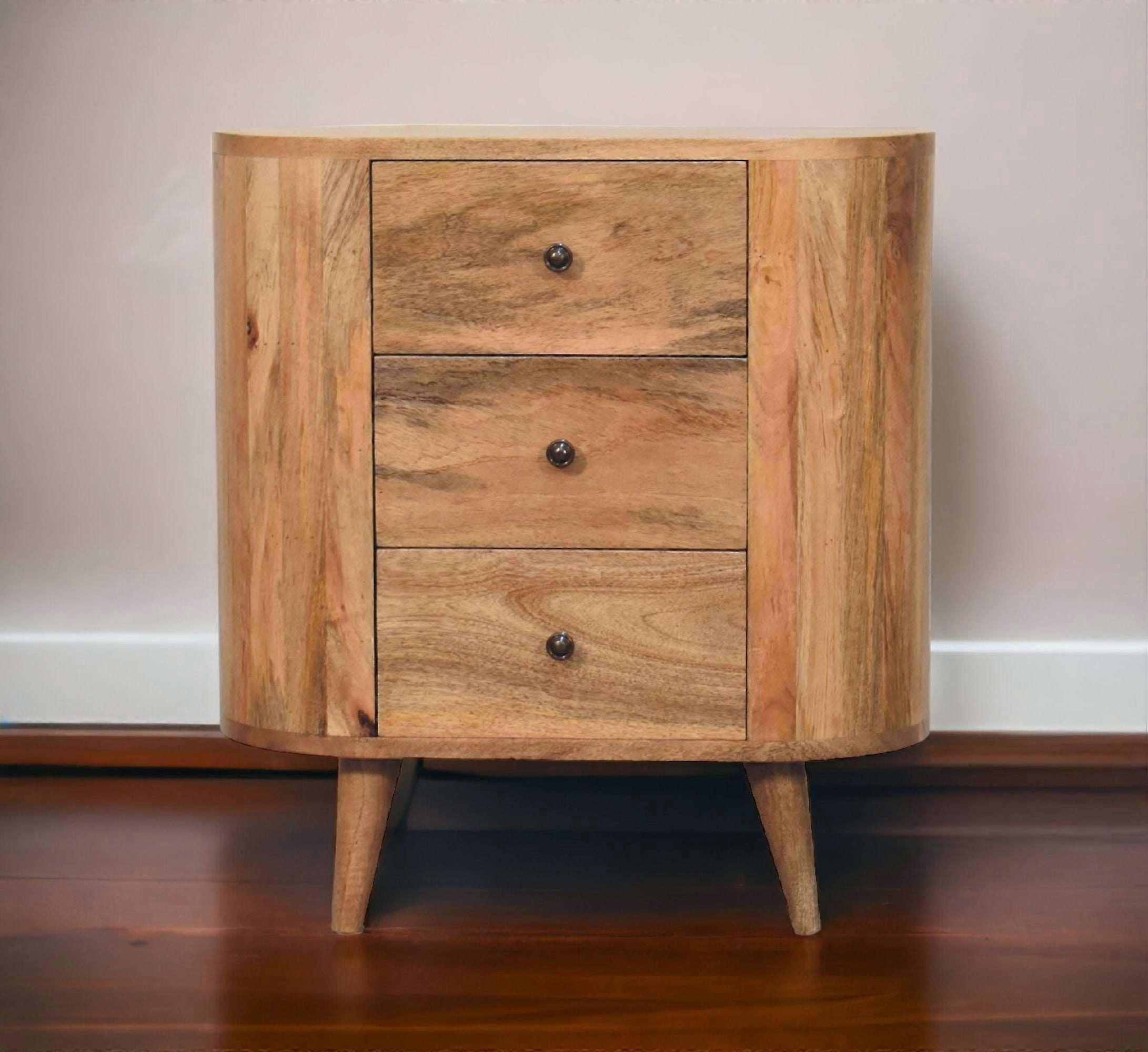Small Rounded Cabinet With 3 Drawers In Oak