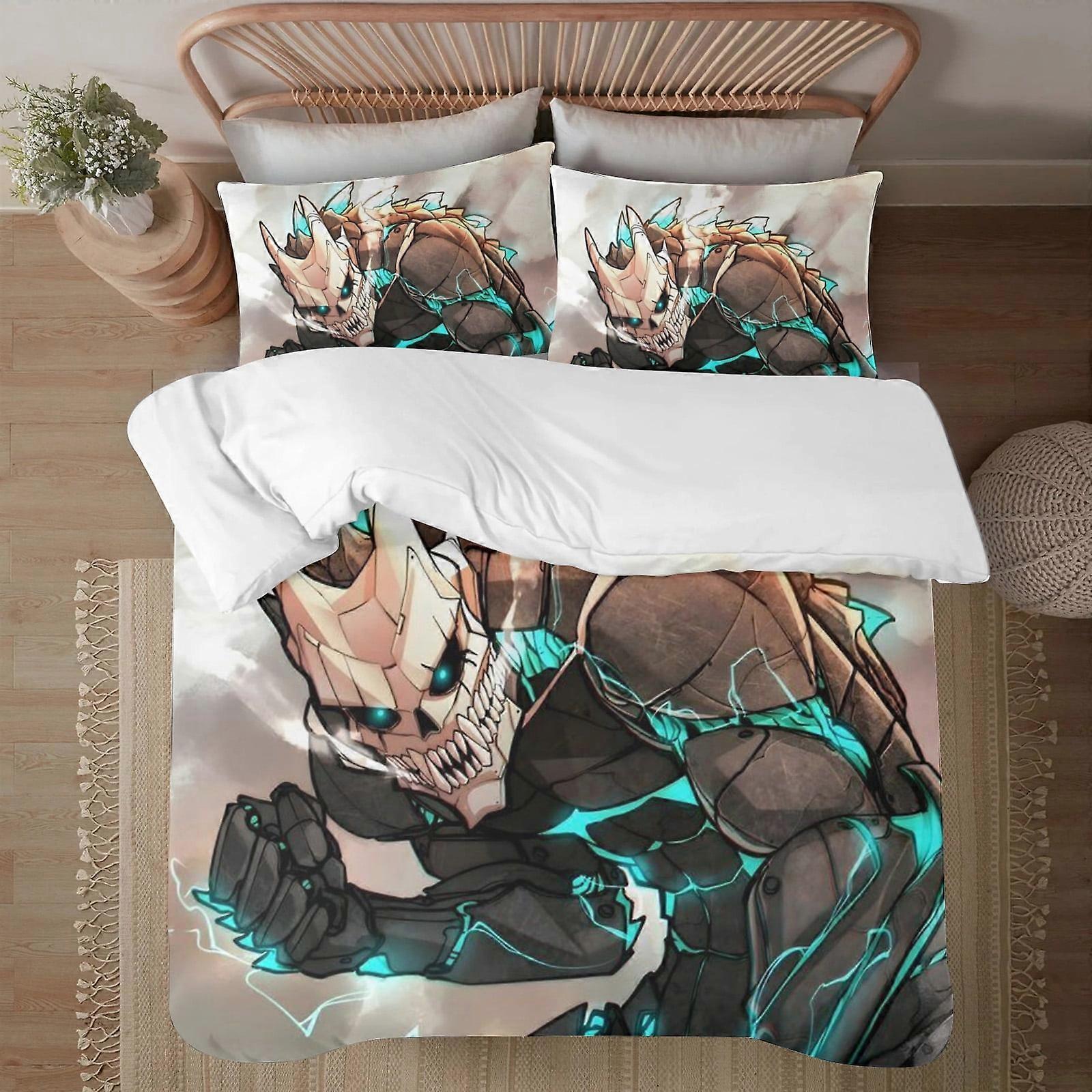 v281 Kaiju No.8 Face on print Soft Bed Set Lightweight 3 Pieces Bedding Sets for All Season Comforter Set Easy Care ol281
