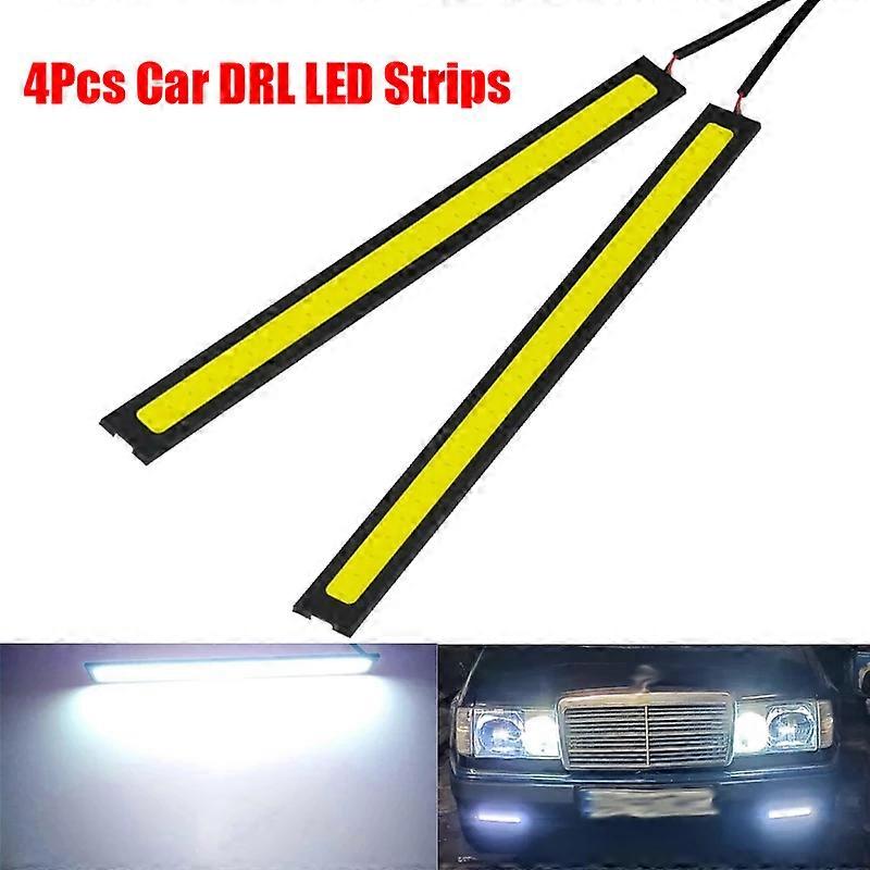4Pcs LED COB Fog Bulb 17CM Car DRL LED Strip Waterproof Daytime Running Light bar DC12V Super Bright Auto Interior Styling Lamp