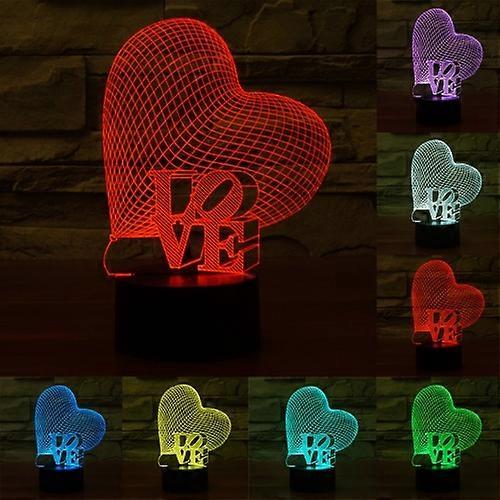Heart and LOVE Style 3D Touch Switch Control LED Light