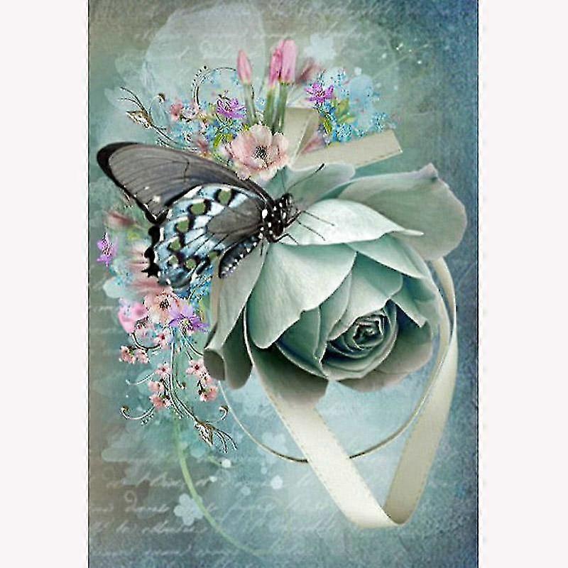 5D دي ديامونت اللوحة زهرة فراشة صورة كاملة الماس الفسيفساء الصليب غرزة التطريز ديكور أنيق