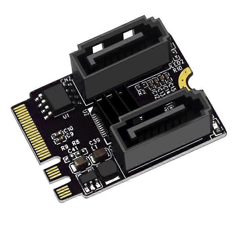 M.2 to SATA Adapter WiFi M.2 Key A+E to 2 Port SATA3.0 Expansion Card Riser SATA3 6Gb M2 2230 PCIE3.0 Bandwidth for SATA SSD HDD
