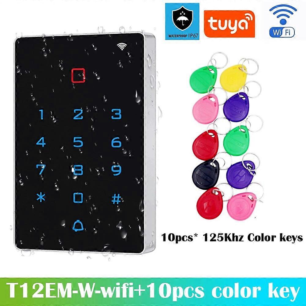 Wifi RemoteTuya Mobile APP Backlight Touch 125khz RFID Access Control Keypad Door Lock Opener WG26 Output Watreproof Manger Card