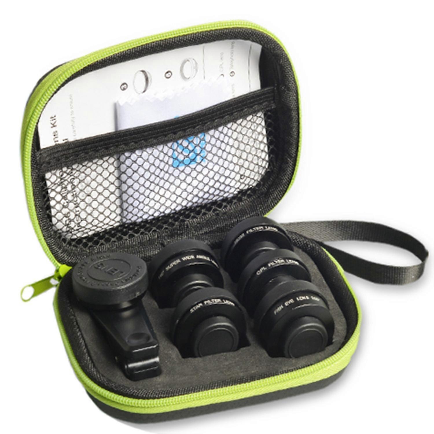 Nouveau 6 En 1 Kit Appareil Photo Objectif Photographe Téléphone Portable Objectifs Kit Macro Large Fish Eye Filtre pour Mi9