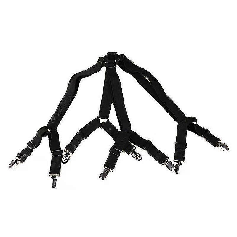 Wabjtam Adjustable Cross Bed Sheet Clip With Fixed Strap 2 Pieces/set Black