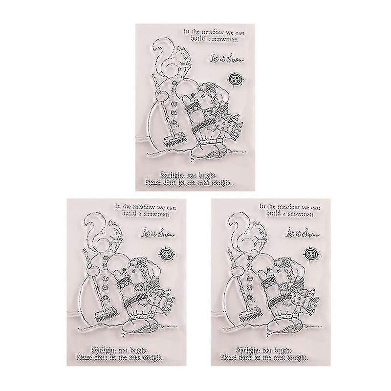 3pcs Snowman Stamp Sheets Transparent Clear Tpr Seal Decorative Stamps For Diy Scrapbooking Craft Photo Album Diary Decoration