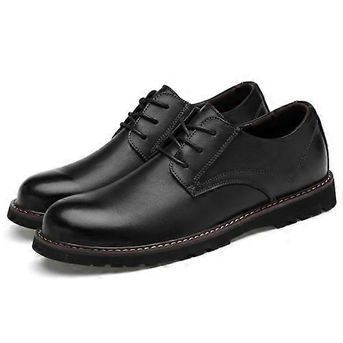 Round Head Solid Color First Layer Cowhide Casual Shoes for Men