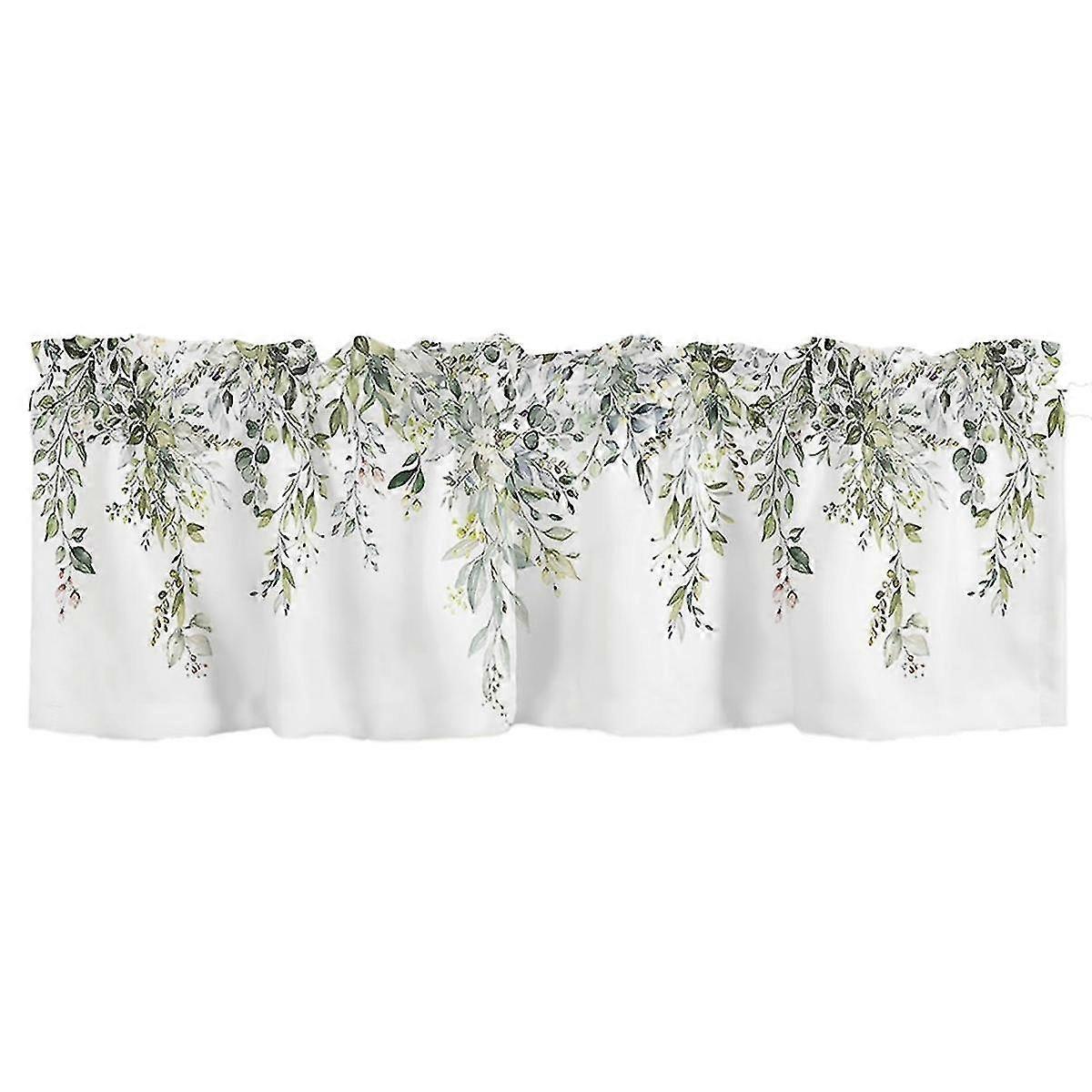 حكيم الستار الأخضر الستارة للنوافذ الألوان المائية الأوكالبتوس ورقة رود جيب التكافؤ نافذة Treatme