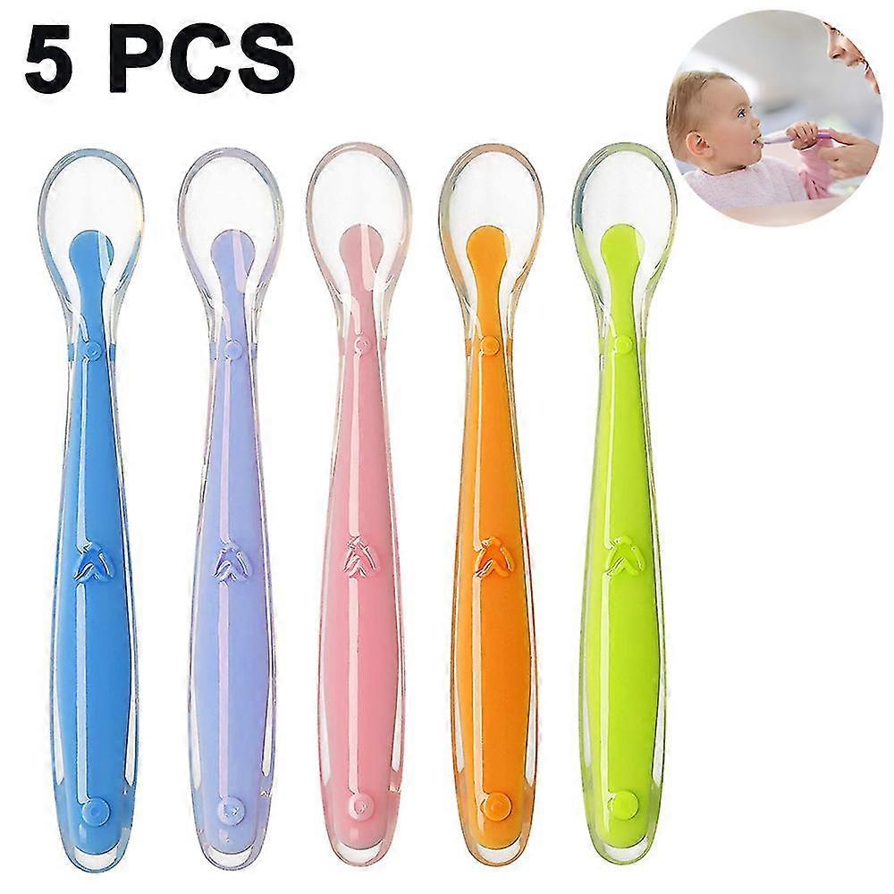 5-pack, First Stage Baby Infant Spoons, Soft Silicone Baby Spoons Training Spoon For Infant