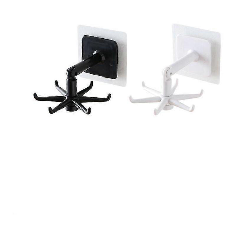 Sticky Hook Multifunctional Rotary Hook 360 Degree Rotating No Marking Sticky Hook 2pc, Black+white