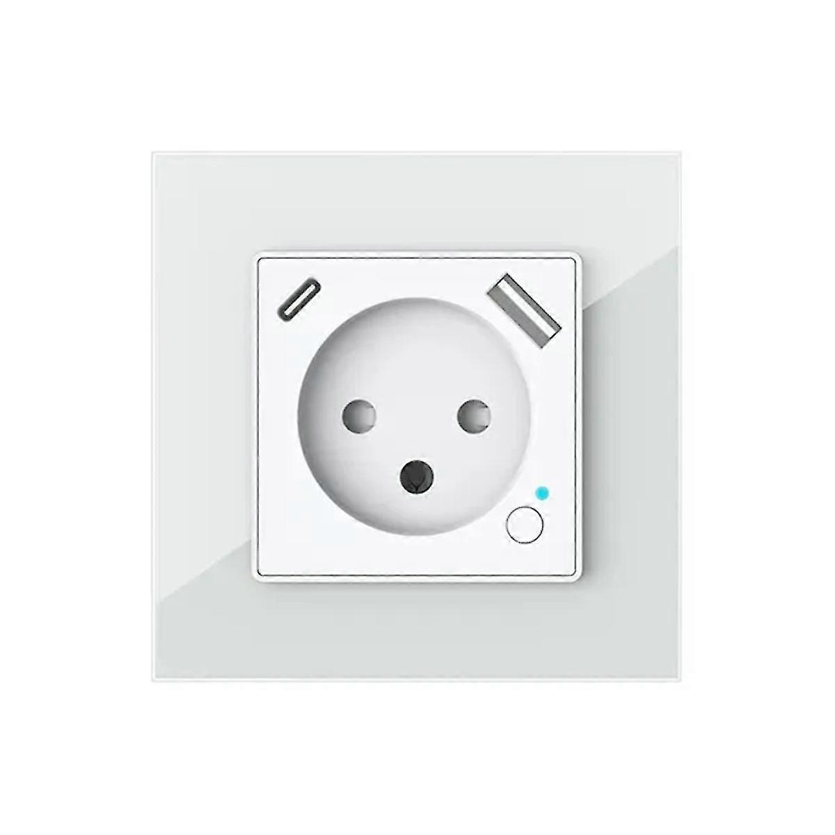 Wi-fi Tuya Smart Israel Wall Socket Power Plug Outlet Usb Type-c Pd20w Charge Port For Remote By Alexa(white)