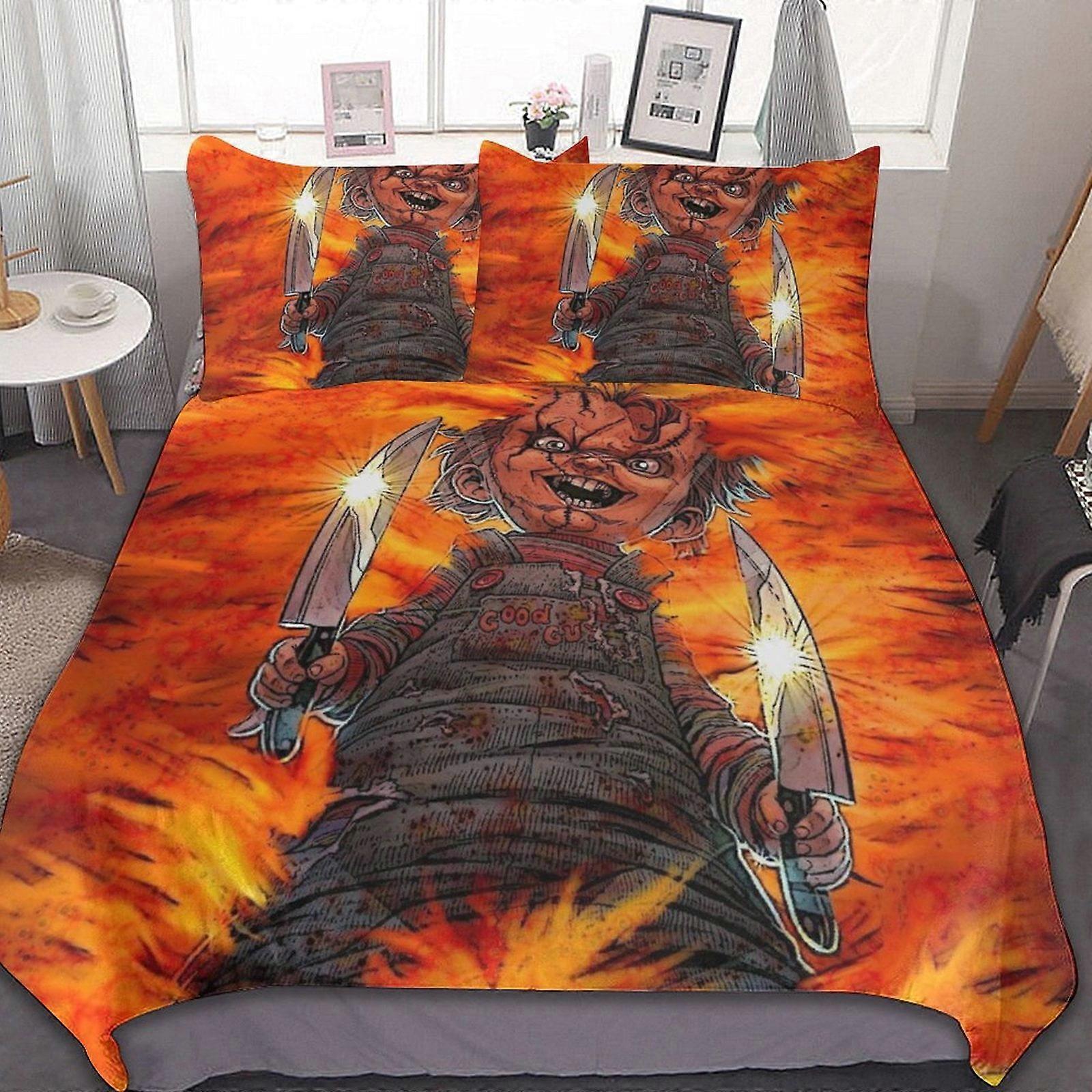 bedding set SX9 Chucky 3 Pcs Bed Sheets Set Breathable Duvet Cover with 2 Pillow Sham Soft All Seasons Bedding Set AC9
