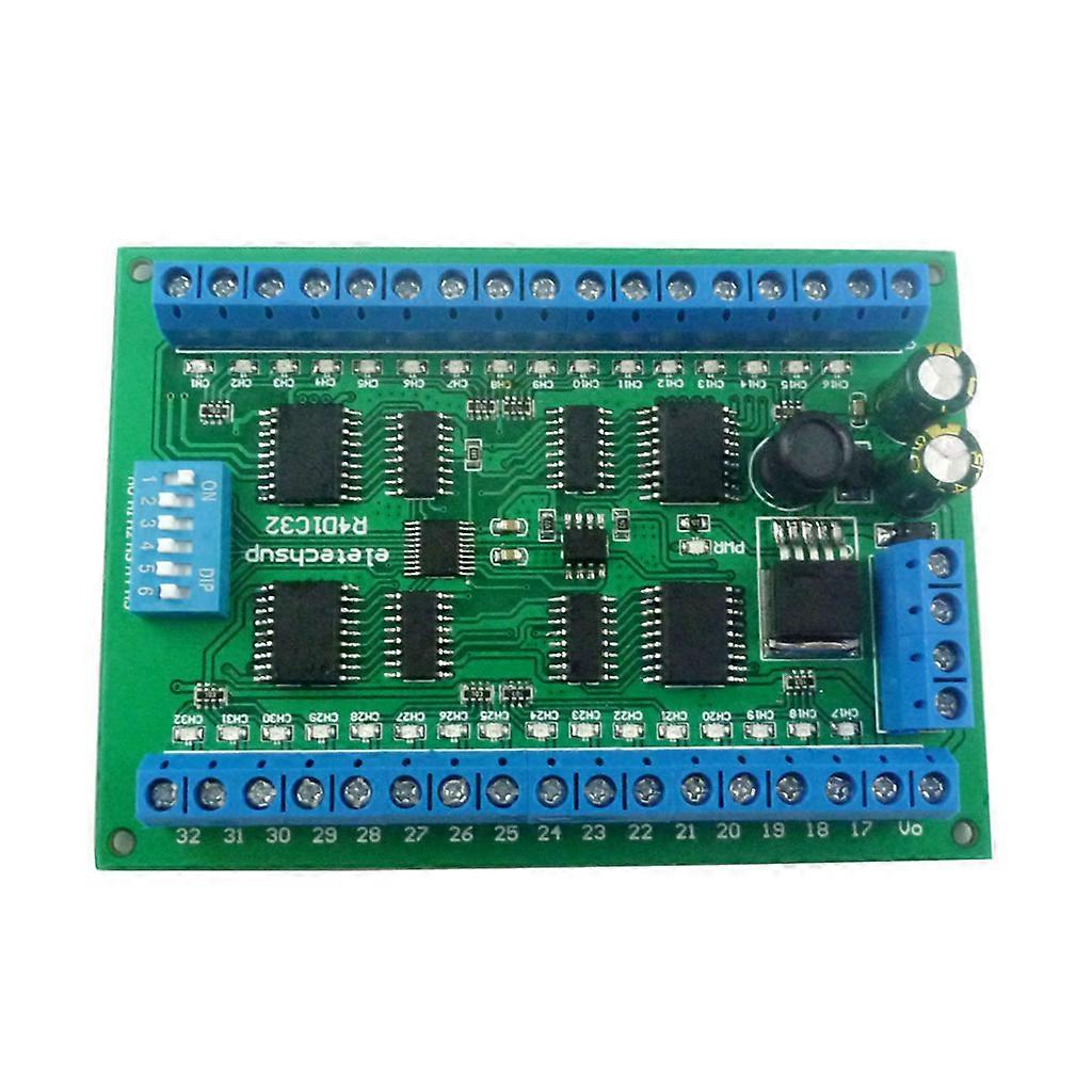 for DC 12V 24V 32ch DIN35 C45 skinneboks RS485 Modbus RTU-kontroller 300MA drivermodul for PLC-relébryter LED-motor