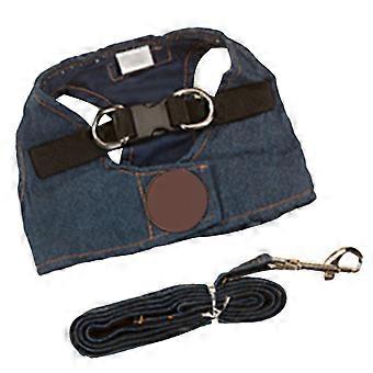 Pet Vest Harness and Leash Kit for Comfortable Walking XL Denim Fabric