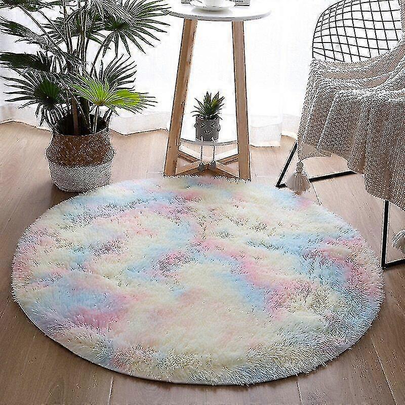 Plysj Rundt Teppe Fluffy Hvite Tepper For Stue Myk Hjemmeinnredning Soverom - JA - MXBC