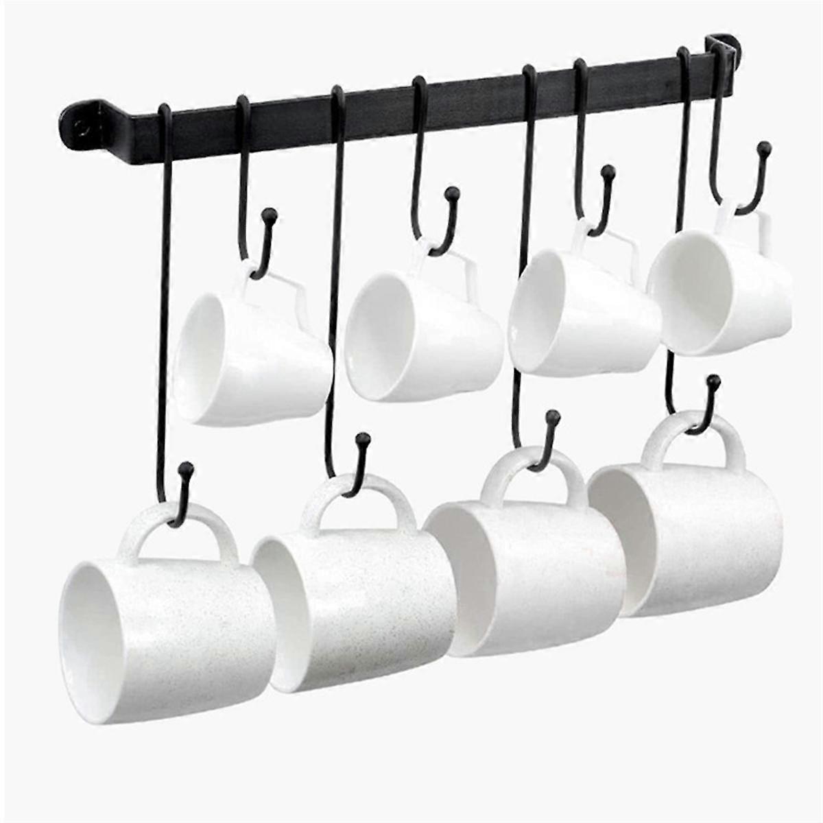 Suporte de caneca de café para parede: 17 polegadas preto Coffee Bar Cup Hanger Hooks - Pendurado Coffee Cup Rack Sto