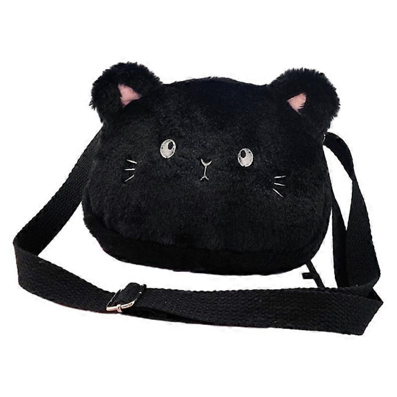 Cute plush kitten cartoon childrens fashion soft girl shoulder crossbody small bag