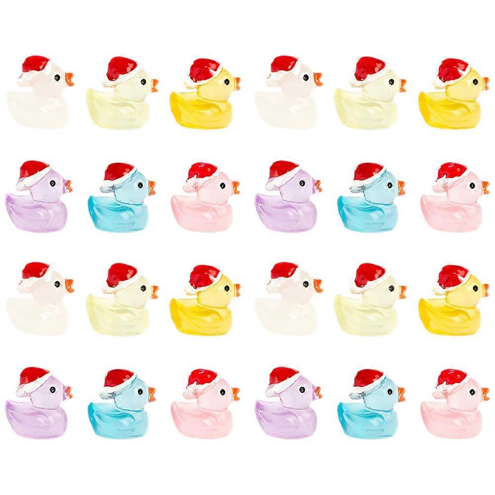 24Pcs Mini Resin Ducks Statue Tiny Ducks Miniature Figures Glowing In The Dark Duck Figurines