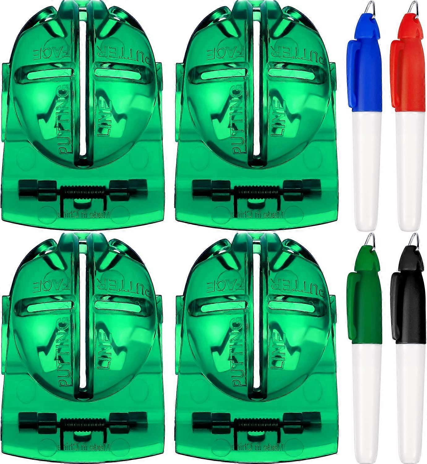 4 golf ball alignment tools with marking clip and 4 golf ball markers
