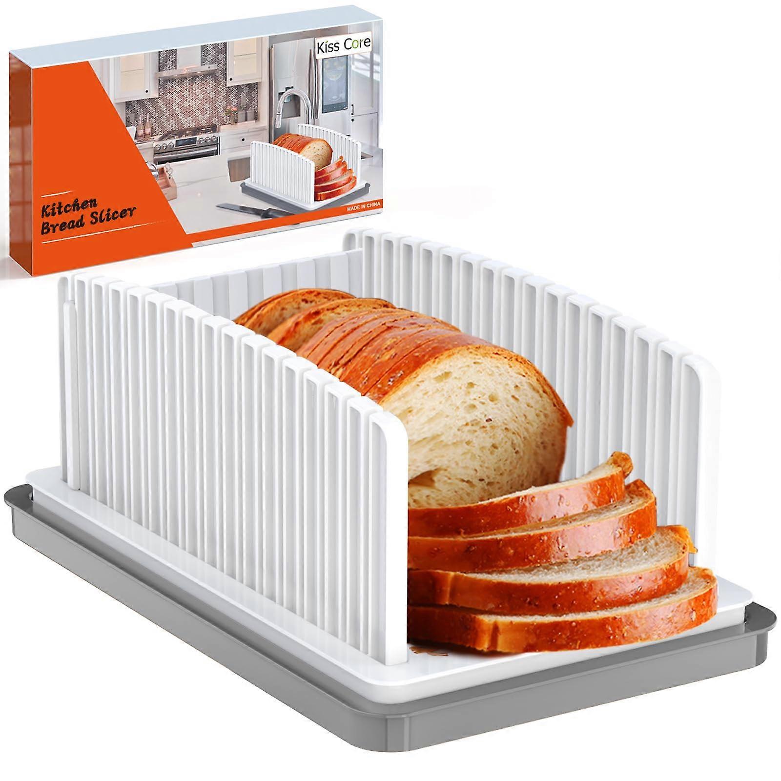 New Upgrade Bread Slicer for Homemade Bread Bread Slicing Guide Adjustable Width Foldable and Compact Cutting Guide with Crumb Tray Suitability for