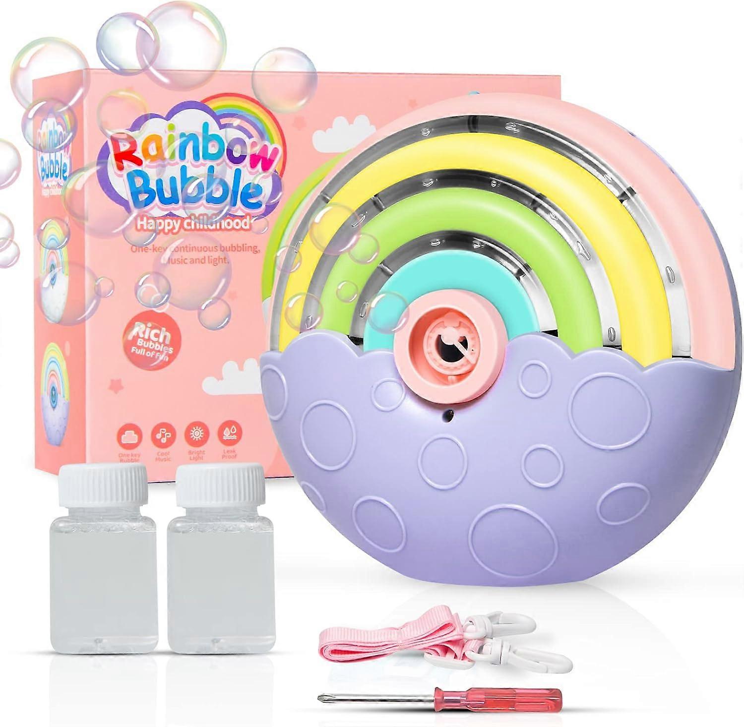 Automatic Bubble Machine,Bubble Blower Toy for Kids 3 4 5 6 Years Old,1500+ Bubbles/Min with Bubble Solution*2,Portable Rainbow Bubble Machine for Out