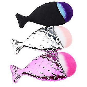 3 Pieces Make Up Brush Fish Scale Cosmetic Brush Fish Tail Bottom Brush Powder