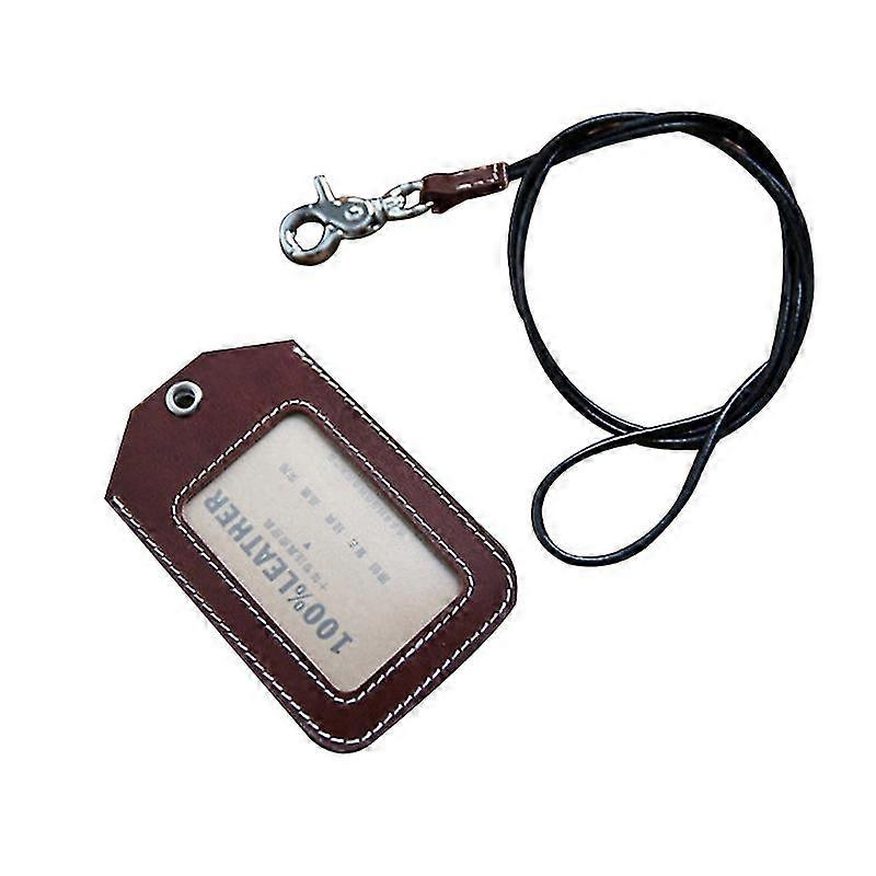 نمط عمودي الجلود بطاقة الهوية حامل بطاقة القضية مع حزام الرقبة Lanyard