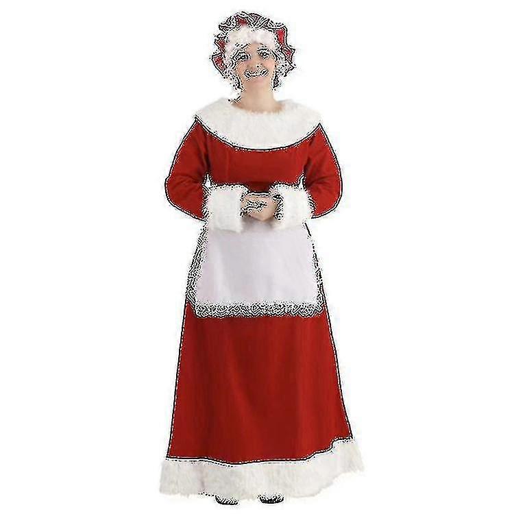 Costum de Moș Crăciun pentru femeie, rochie tip șorț cu șorț