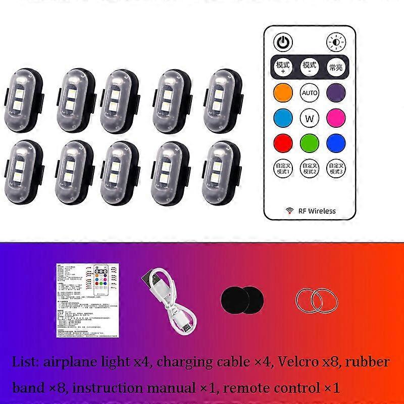 Motorcycle LED RGB Warning Light Universal Car Flash Signal Light Drone With Remote Strobe Light 7 Color Indicator Safety Lights Motor Vehicle Lightin