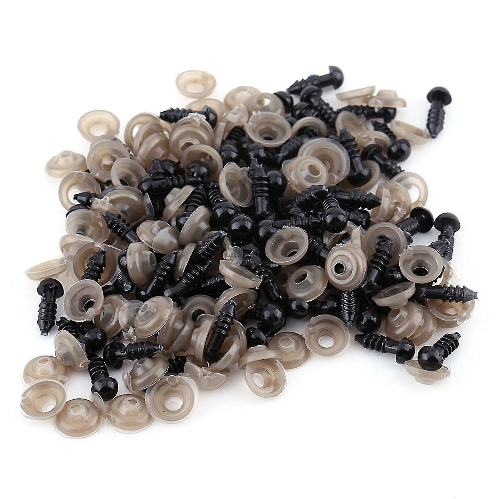 12MM Black Plastic Doll Eyes - 100PCS Set for DIY Crafts, Teddy Bear, Plush Toy, Puppet Making