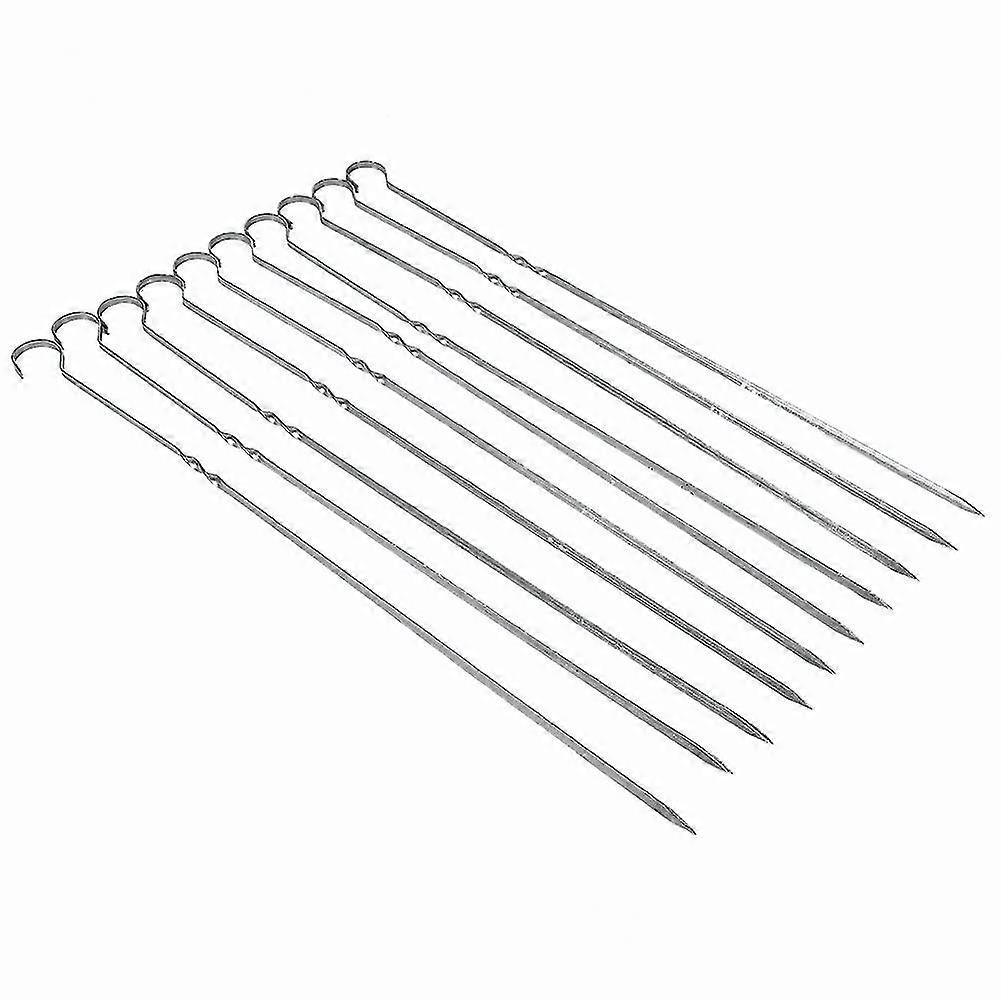 Stainless Steel Long Flat Skewers for BBQ Grilling - 10PCS Kabob Kebab Needles