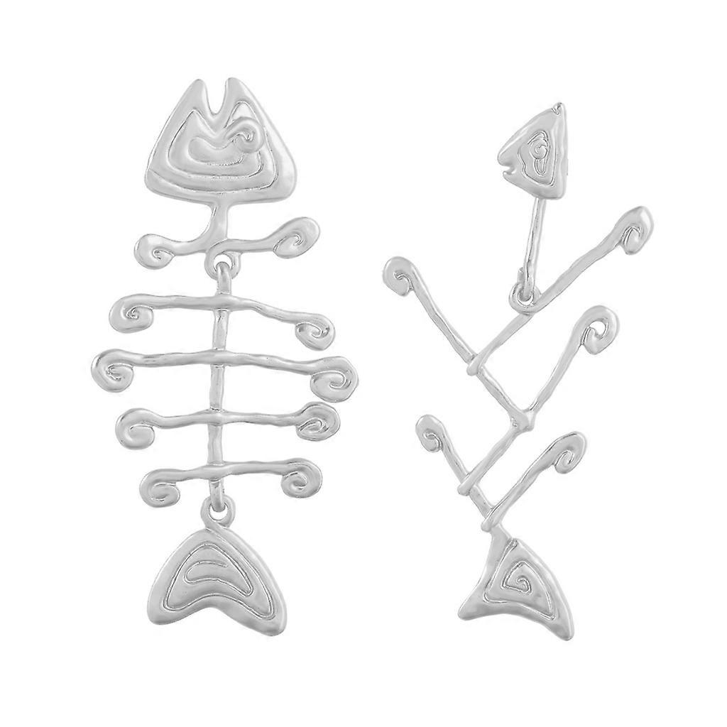 Fish Bone Stud Earrings Asymmetric Ear Stud Vintage Dangle Earrings Gift