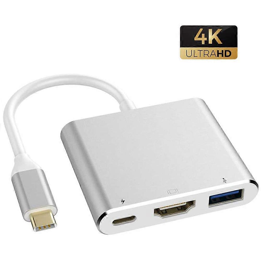 USB C till HDMI Multiport-adapter, typ C till HDMI 4K 30Hz Multiport AV-omvandlare med USB 3.0-port Mac HDMI-adapter USB C Digital AV Multi Port-adapter, 4