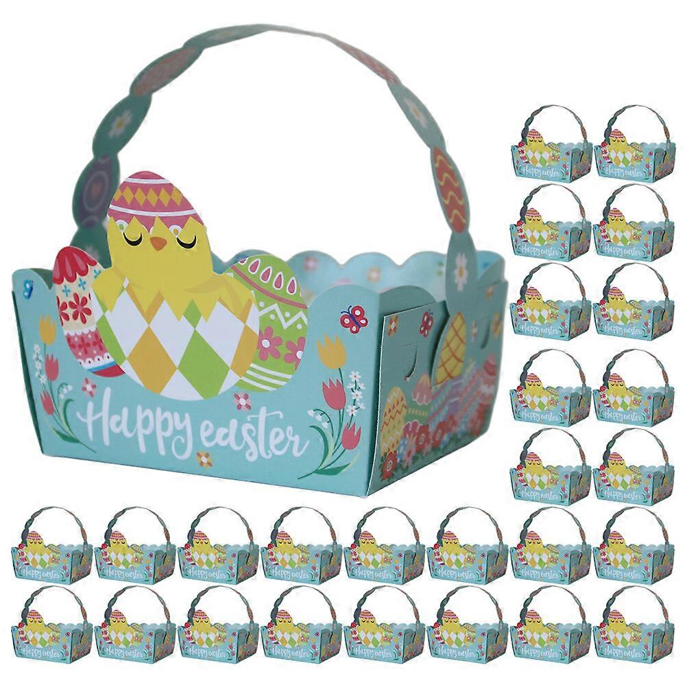 50Pcs Easter Gift Boxes Handheld Paper Basket Candy Boxes Cookies Cases Small Tea Leaf Boxes