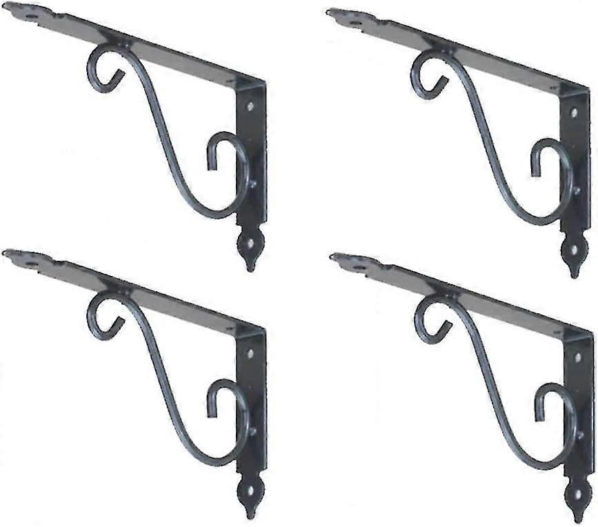 Wall Shelf Bracket,4pcs Steel 90 Degree Triangle Brackets,L Shape Bracket,Multifunctional(Black)