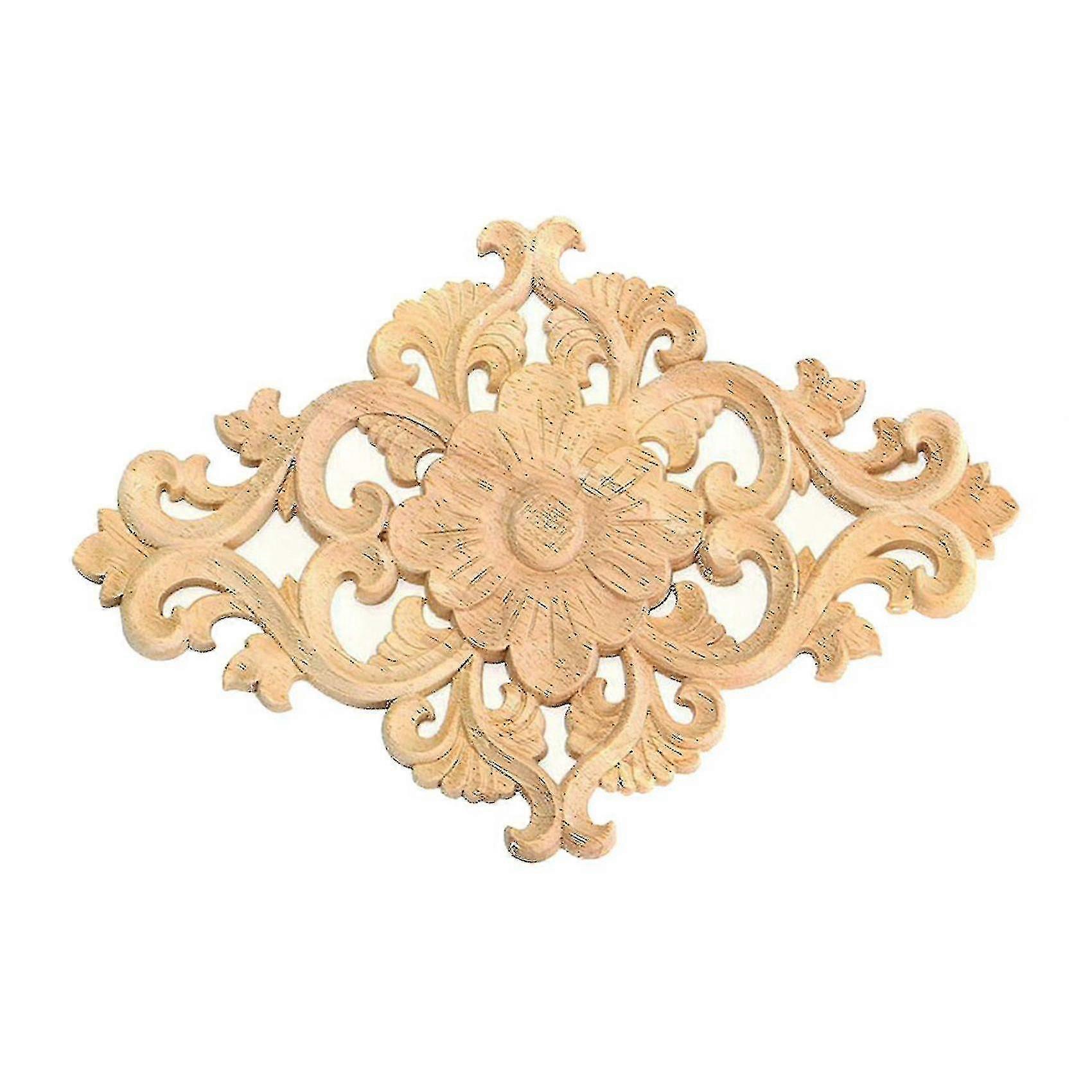 21x15cm Wood Carved Unpainted Onlay Applique 4pcs