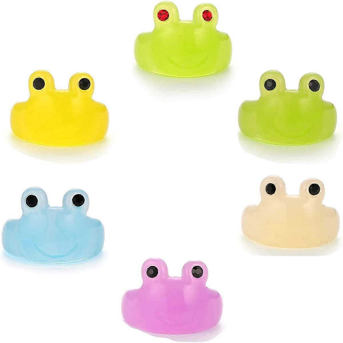 4 قطع خواتم الضفدع للنسلطيف الطين الاكريليك الراتنج البلاستيك مكتنزة خمر مطابقة مجموعة Y2k خواتم تكويم الفتيات في سن المراهقة بارد الصداقة لذيذ صائغ مفتوح