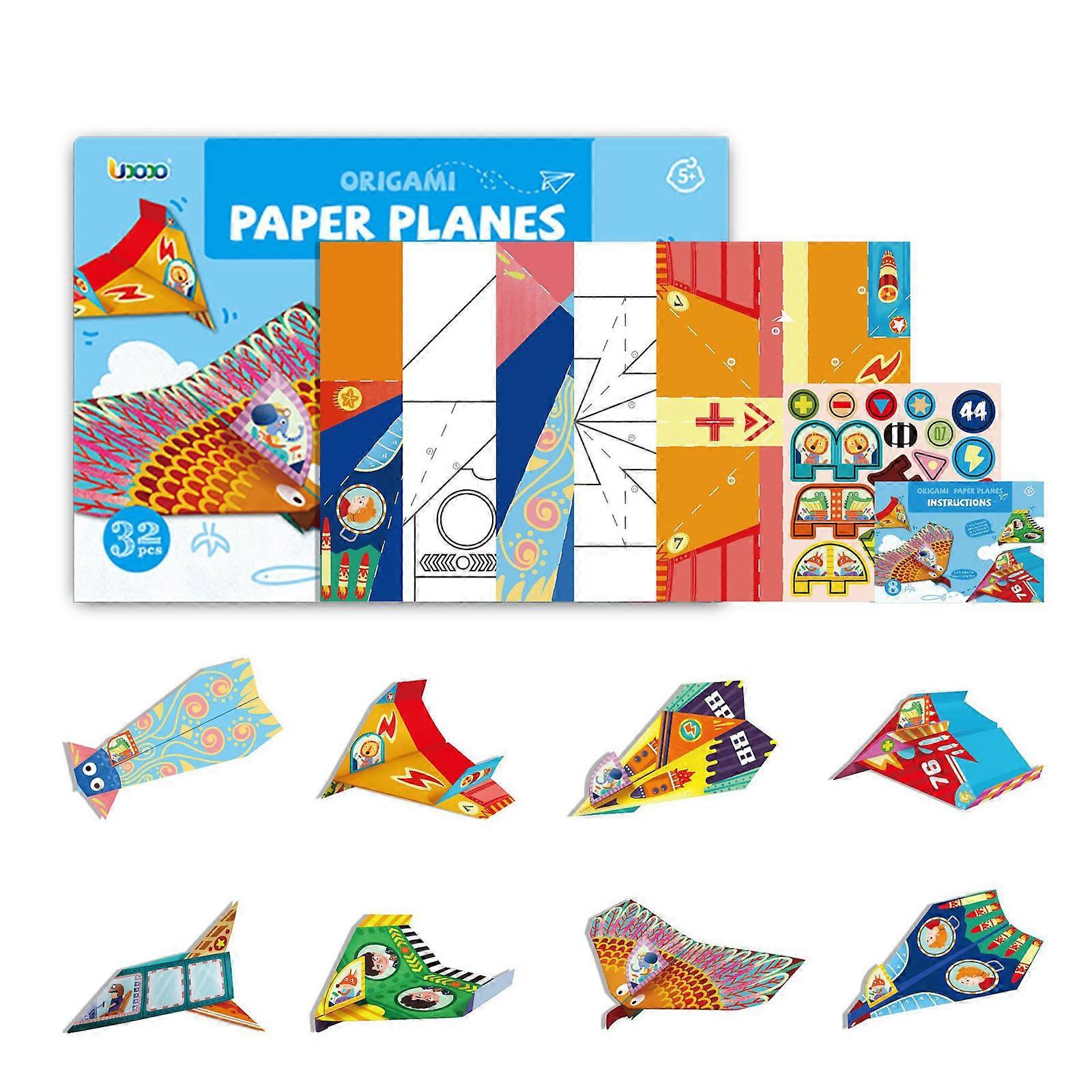 Basics Origami Paper 3D Paper Aircraft Making Kit 32pcs DIY Material for Child