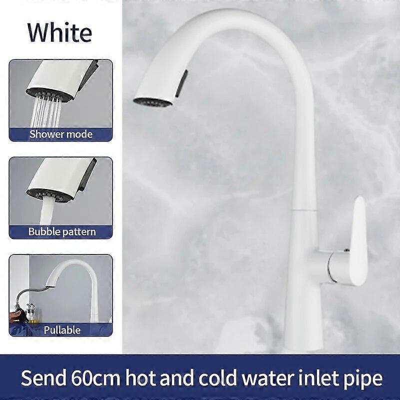 Pull-out kitchen faucet full copper high-end quality splash-proof washing basin sink faucet hot and cold rotating hidden nozzle