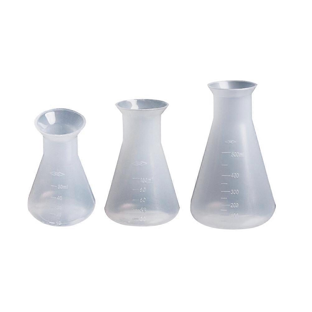 3 件塑料烧瓶锥形烧瓶实验学生儿童益智学习玩具(50ml+100ml+500ml)