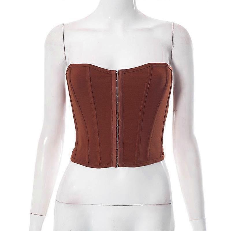 Vrouwen Mesh Bustier Strapless Open Back Crop Top