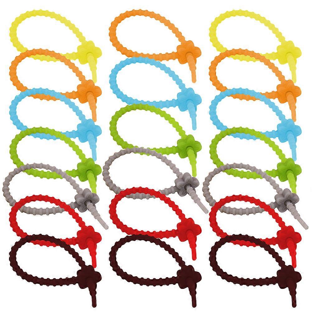 20pcs Cable Organizer Silicone Adjustable Cord Organizer Reusable Cable Ties Mixed Style