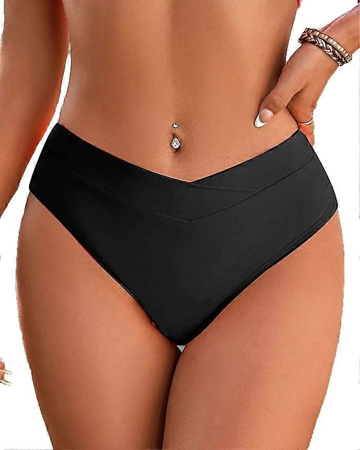 Women's Full Coverage Bikini Bottoms with Cross V-Cut Front - Stylish Swimsuit Bathing Suit Bottoms