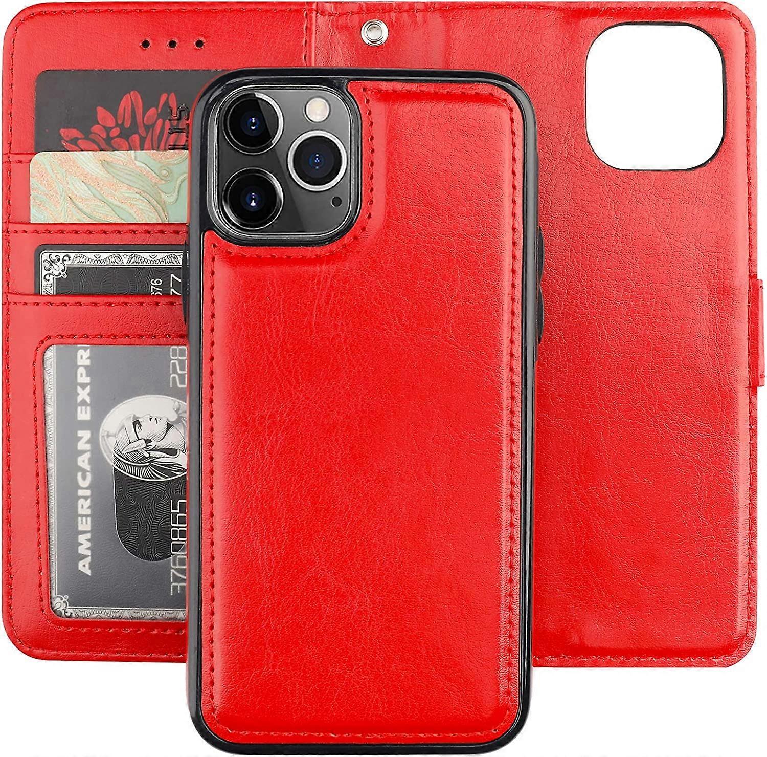 נרתיק ארנק iPhone 11 Pro עם מחזיק כרטיסים עור PU מגנטי ניתן להסרה מעמד עמיד בזעזועים רצועת יד כיסוי הפוך נשלף לאייפון 11 פרו 5.8 