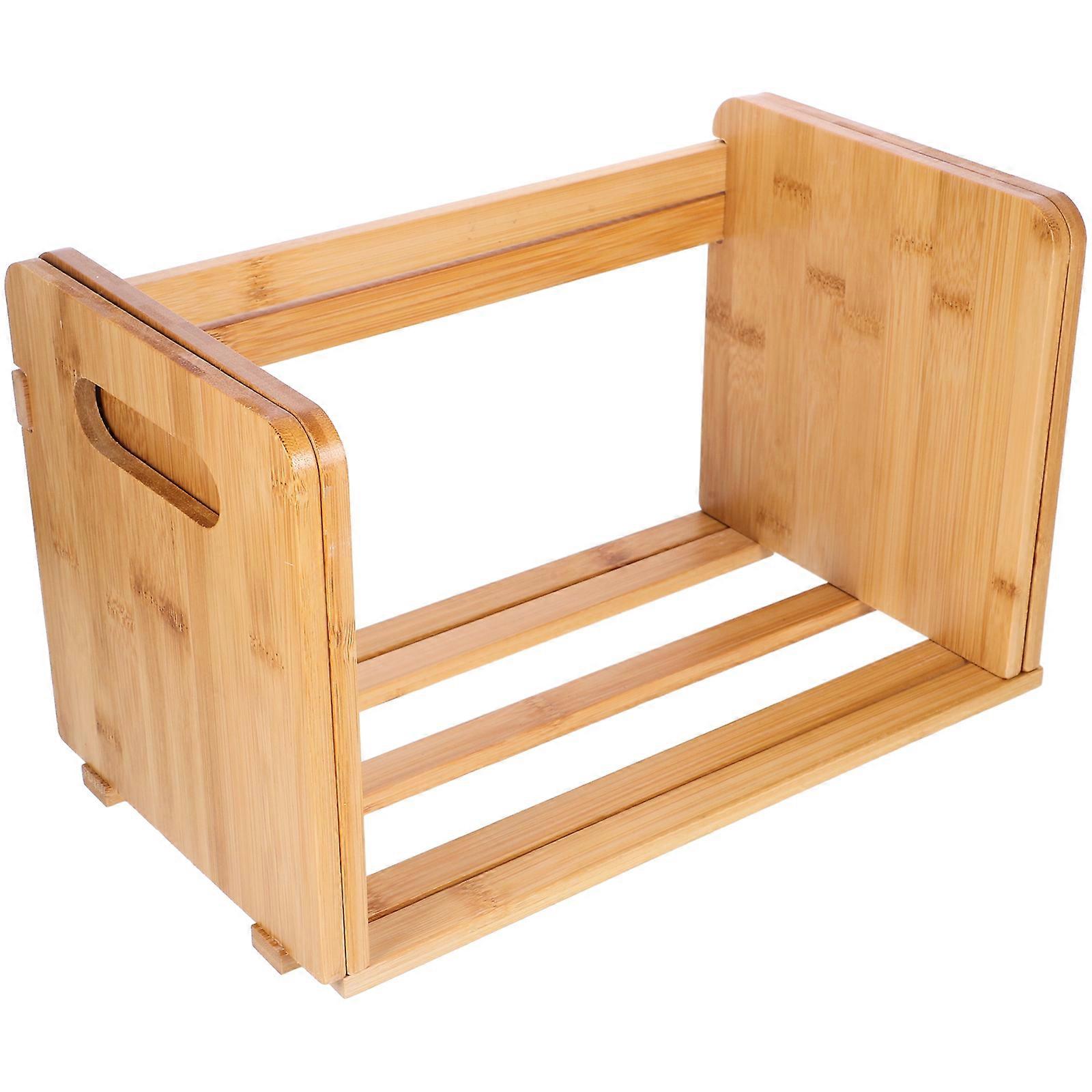 Desktop Bookshelf Multipurpose Wood Book Rack Adjustable Record CD Storage Organizer