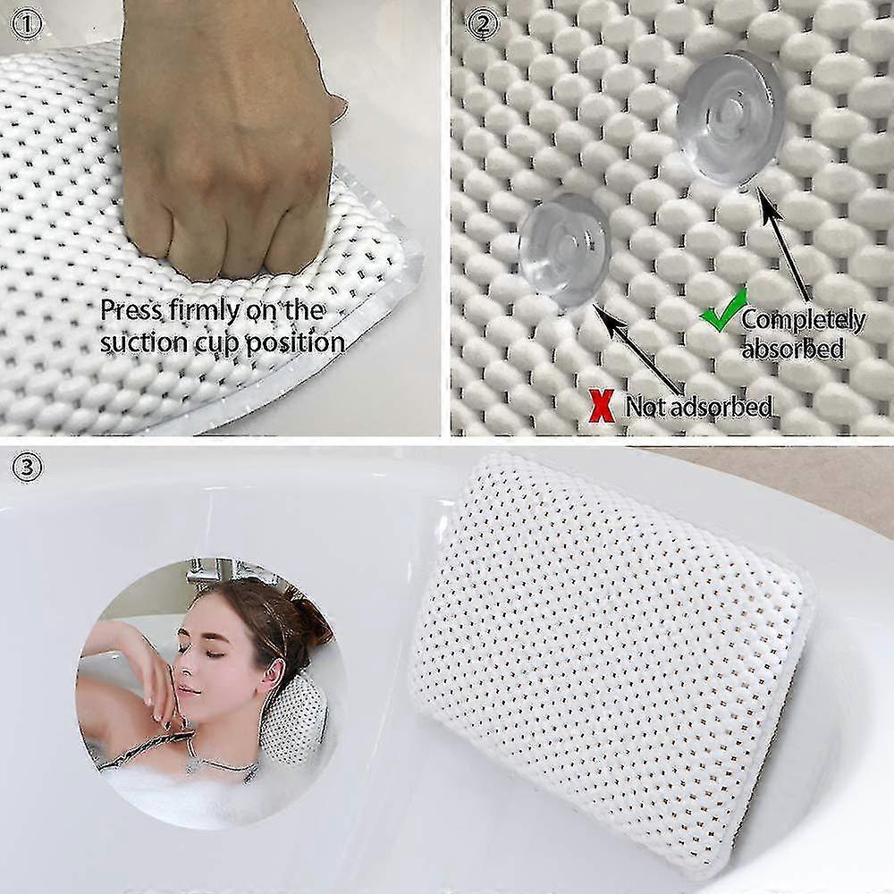 Bathtub & Spa Pillow With 8 Suction Cups,comfortable & Soft Mesh Material