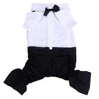 Stylish Dog Tuxedo Shirt With Bow Ties Collar,gentleman Puppy Outfit