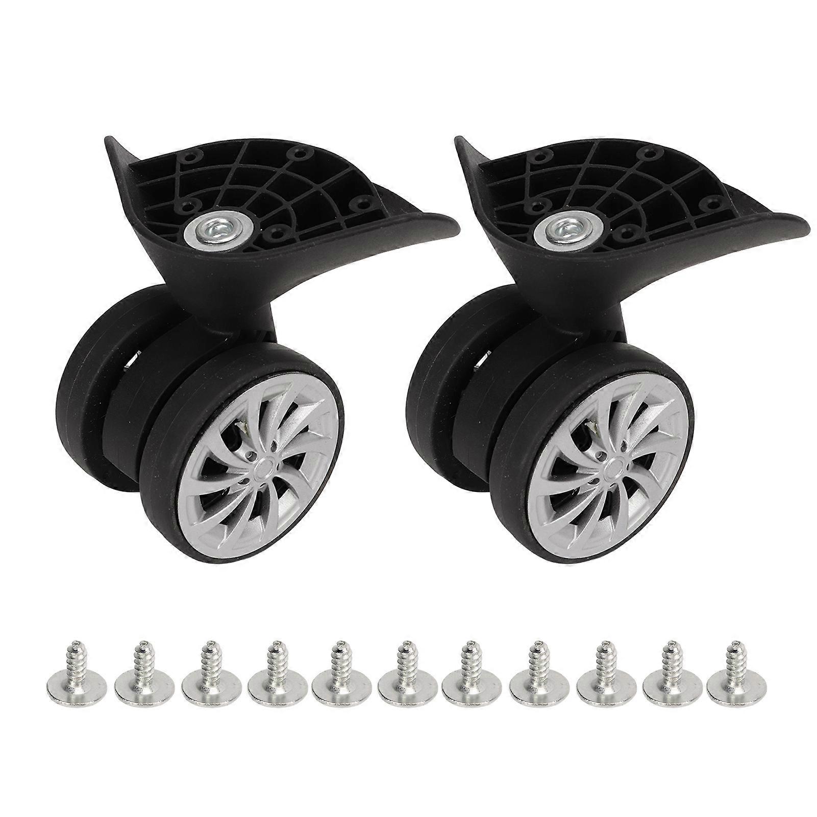 Ett par resväskehjul i nylon, svarta bagagehjul för utbyte, uppgradering, resor