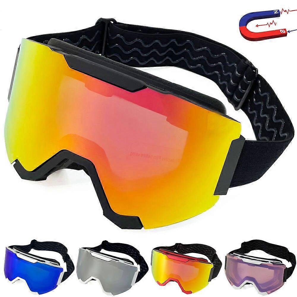 磁気スキーゴーグル二重層偏光レンズスキー防曇UV400スノーボードゴーグルメンズレディーススキーメガネアイウェアケース